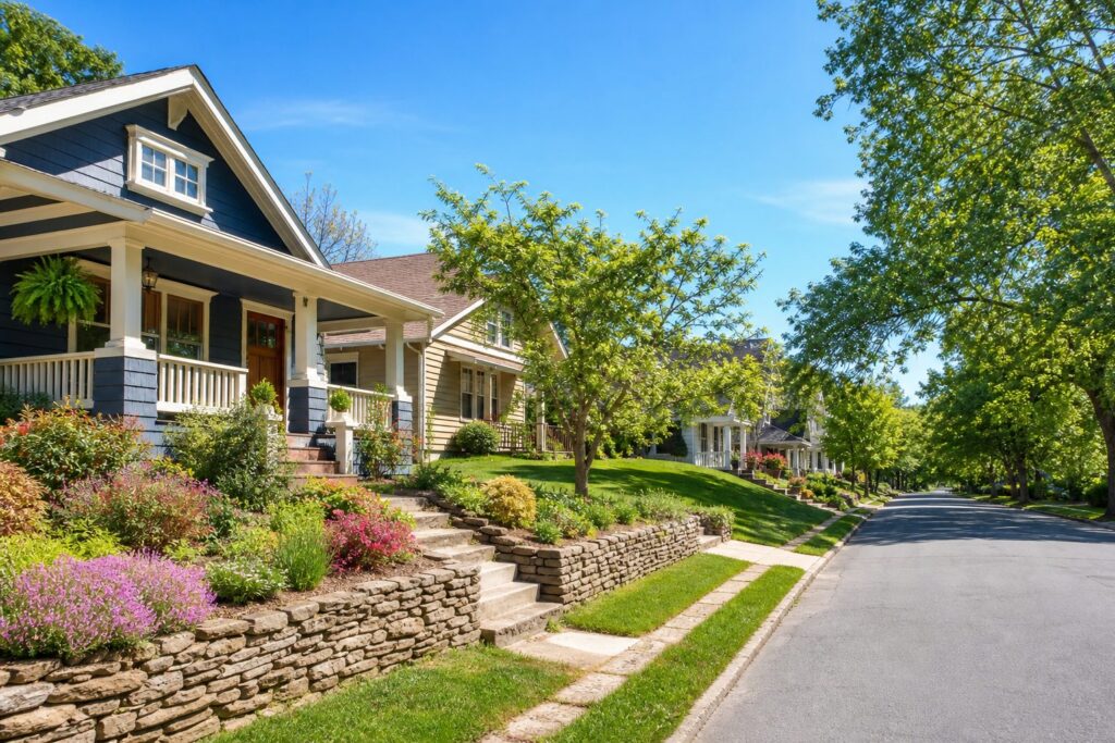 Asheville neighborhood with well-kept homes and quiet residential streets, an established residential neighborhood