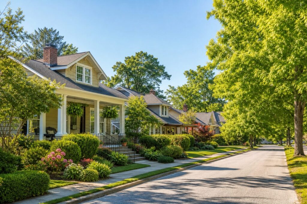 Hendersonville neighborhood with well-kept homes and quiet residential streets, an established residential neighborhood