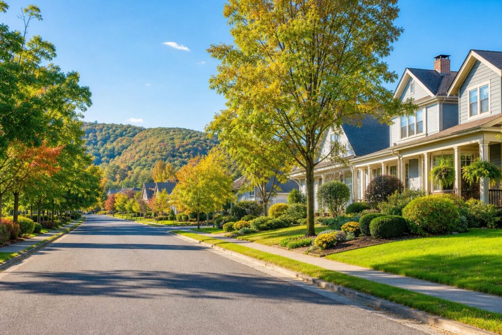 Weaverville neighborhood with well-kept homes and quiet residential streets, an established residential neighborhood